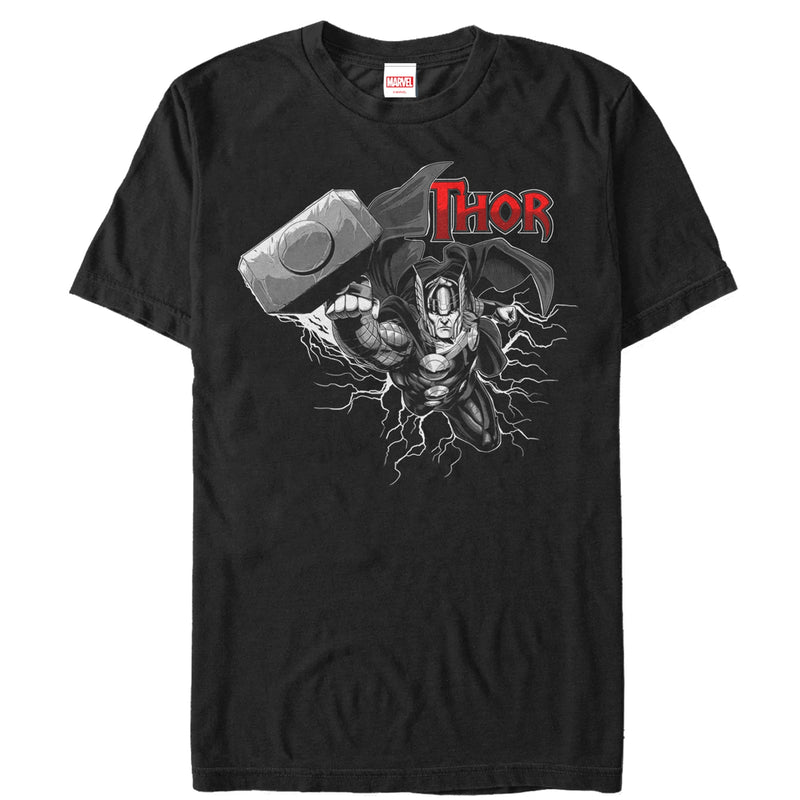 Men's Marvel Thor Thunder Grayscale T-Shirt