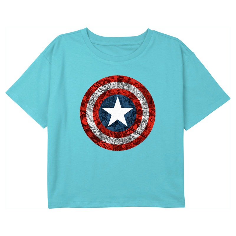 Girl's Marvel Captain America Comic Print Shield T-Shirt