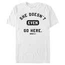 Men's Mean Girls Collegiate She Doesn't Even Go Here T-Shirt