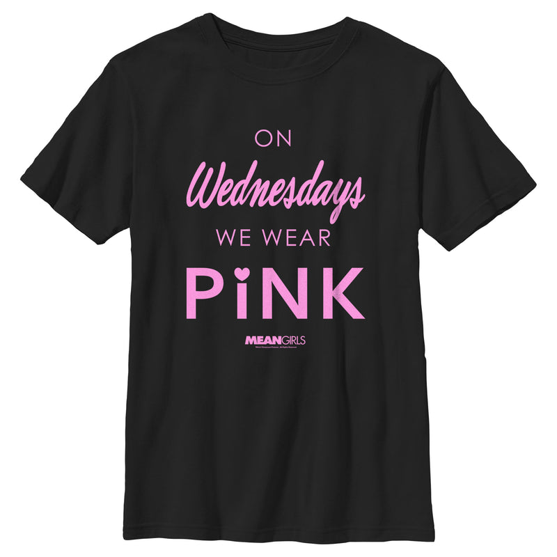 Boy's Mean Girls On Wednesdays We Wear Pink Official Logo T-Shirt
