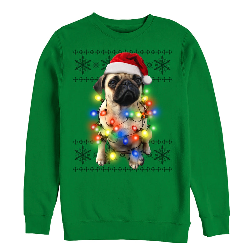 Women's Lost Gods Ugly Christmas Pug Lights Sweatshirt