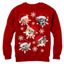 Women's Lost Gods Ugly Christmas Cat Snowflakes Sweatshirt