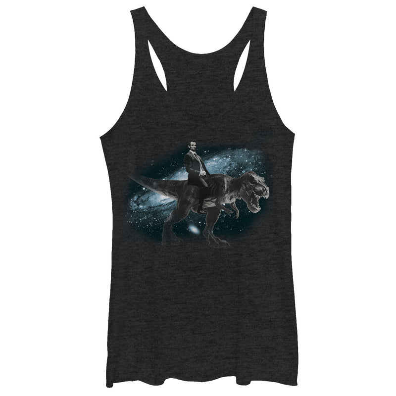 Women's Lost Gods Abraham Lincoln Space T. Rex Racerback Tank Top