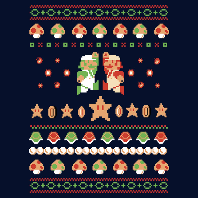 Men's Nintendo Ugly Christmas Sweater Print Brothers Pull Over Hoodie