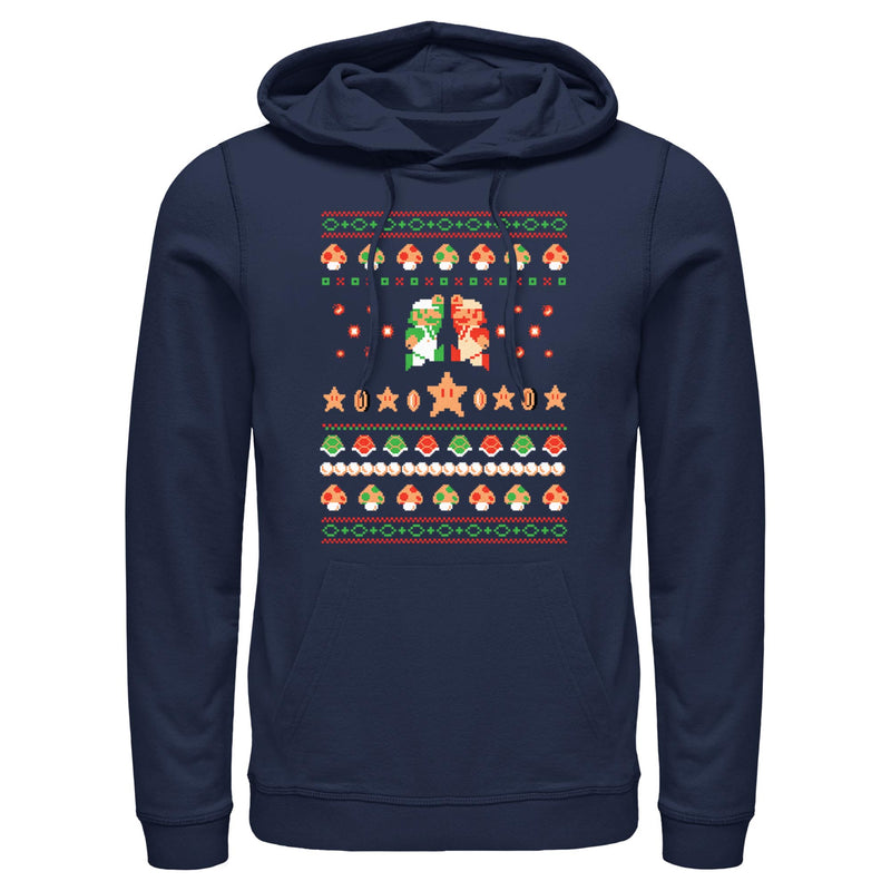 Men's Nintendo Ugly Christmas Sweater Print Brothers Pull Over Hoodie