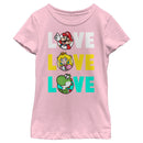 Girl's Nintendo Love with Mario, Princess Peach, and Yoshi T-Shirt