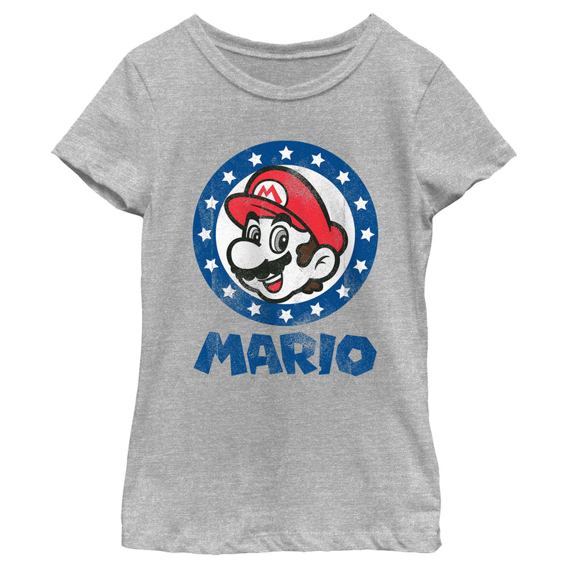 Girl's Nintendo Distressed Americana Mario T-Shirt