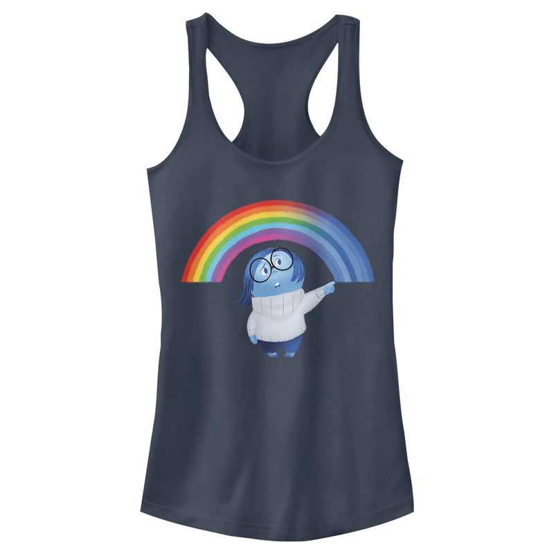 Junior's Inside Out Sadness Rainbow Racerback Tank Top