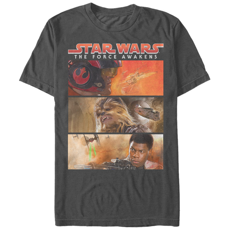 Men's Star Wars The Force Awakens Poe Dameron, Chewbacca, and Finn T-Shirt