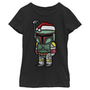 Girl's Star Wars Boba Fett Santa Hat Cartoon T-Shirt