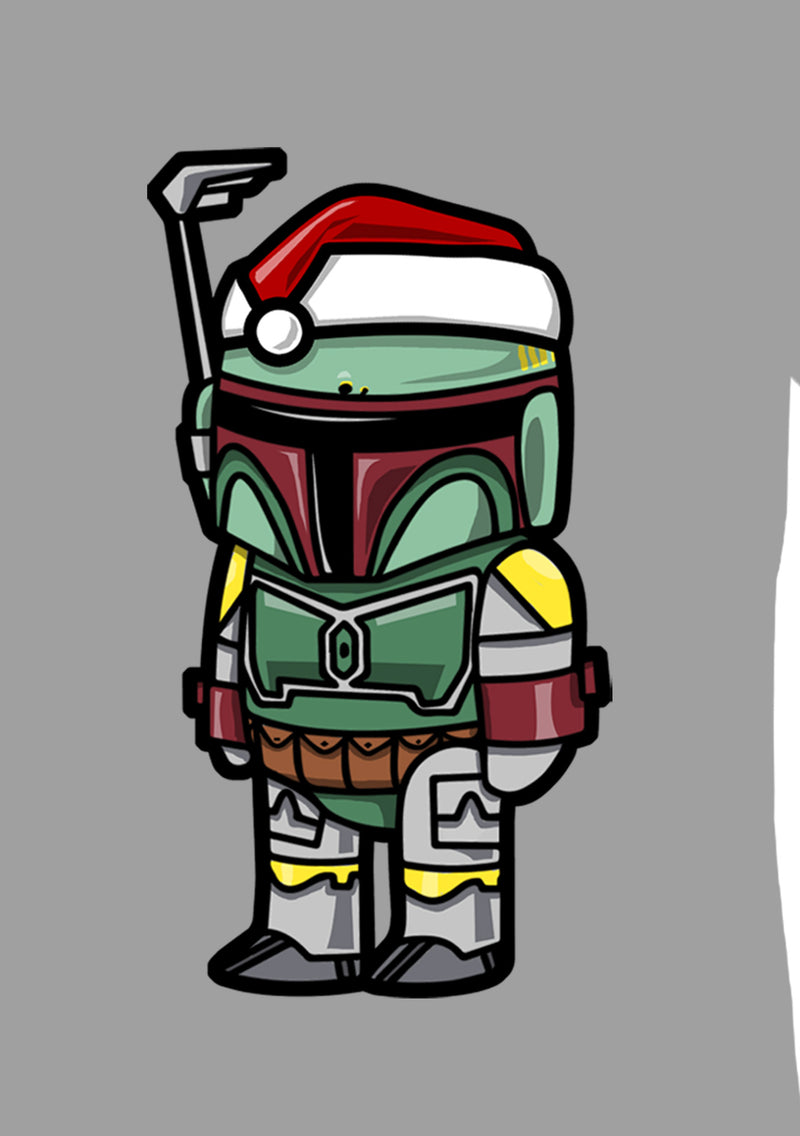 Junior's Star Wars Boba Fett Santa Hat Cartoon T-Shirt