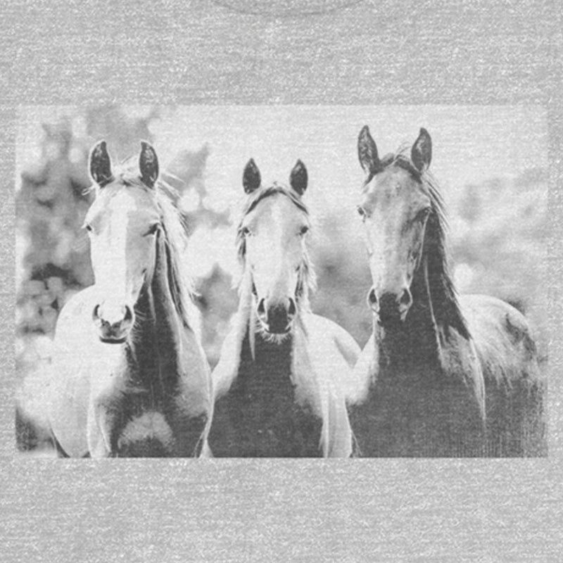 Junior's Lost Gods Black and White Horses T-Shirt