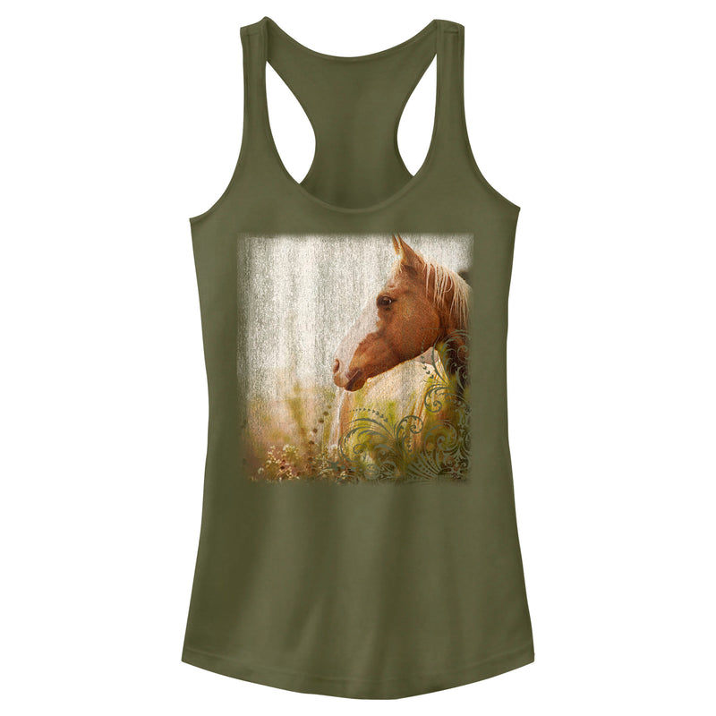 Junior's Lost Gods Horse in Pasture Racerback Tank Top