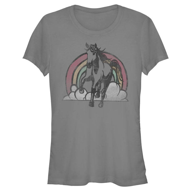 Junior's Lost Gods Distressed Rainbow Horse T-Shirt