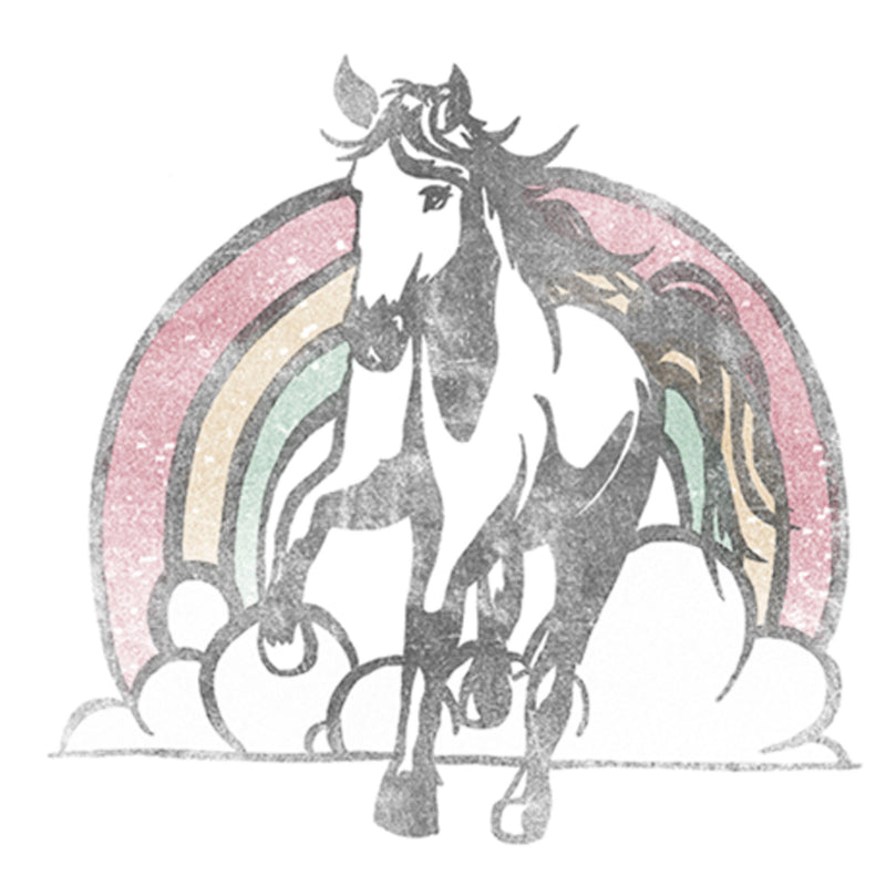 Junior's Lost Gods Distressed Rainbow Horse T-Shirt