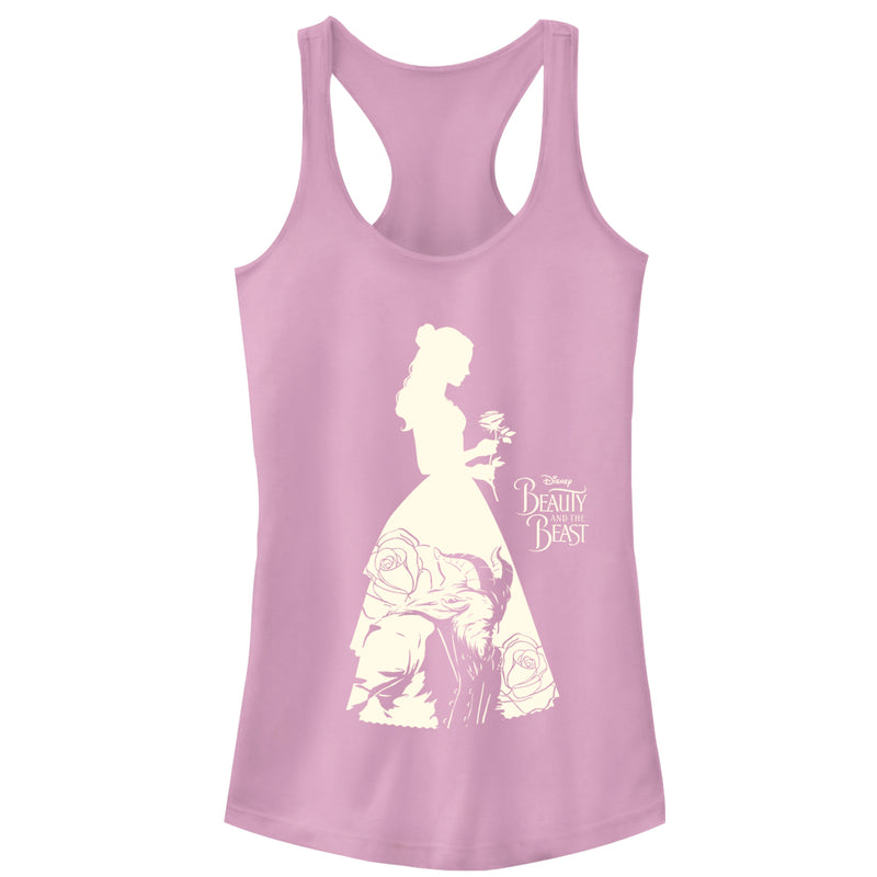 Junior's Beauty and the Beast Dress Silhouette Racerback Tank Top