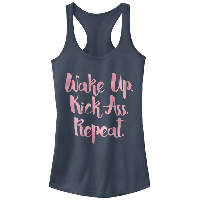 Junior's CHIN UP Wake Up Kick Butt Racerback Tank Top