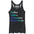 Women's CHIN UP Coffee Wine Playdates Yoga Pants Racerback Tank Top