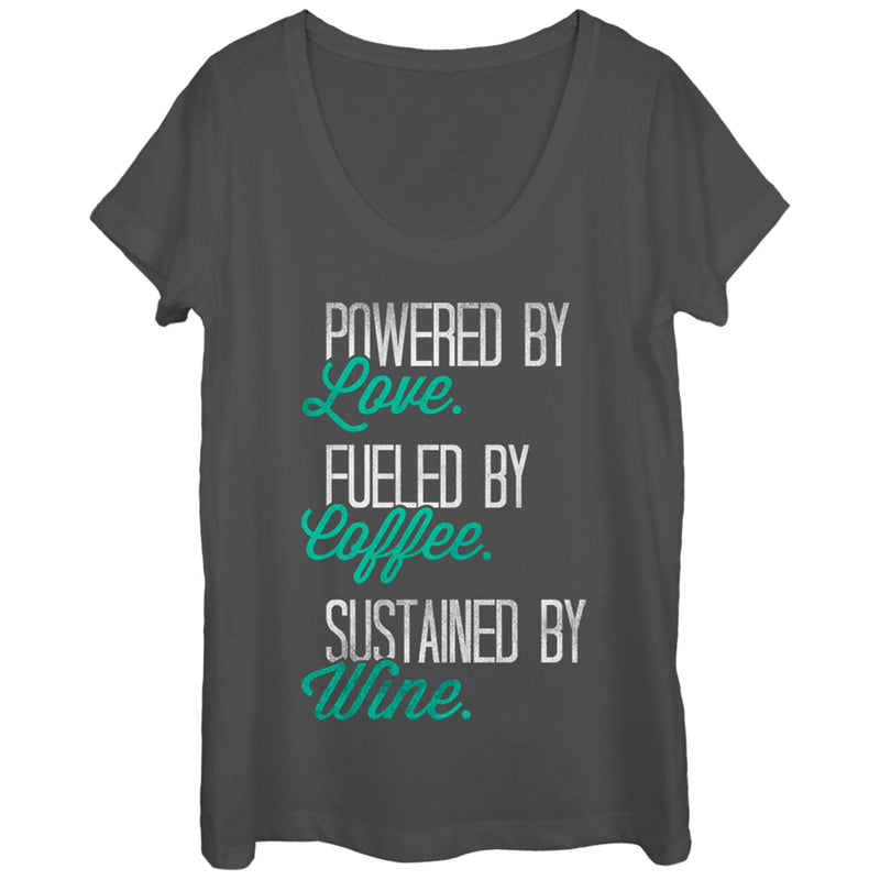 Women's CHIN UP Powered by Love Fueled by Coffee Scoop Neck
