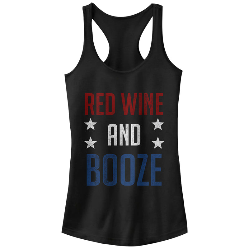 Junior's CHIN UP 4th of July Wine and Booze Racerback Tank Top