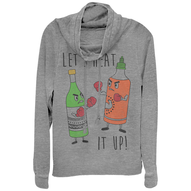 Junior's CHIN UP Heat It Up Hot Sauce Cowl Neck Sweatshirt