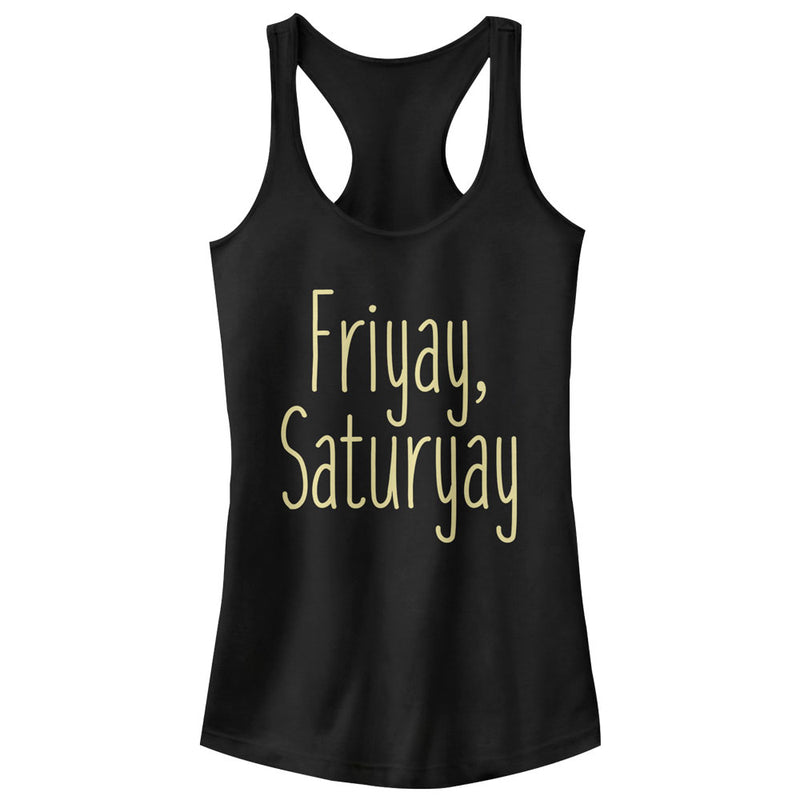 Junior's CHIN UP Friyay Saturyay Racerback Tank Top