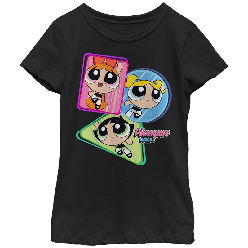 Girl's The Powerpuff Girls Superhero Shapes T-Shirt