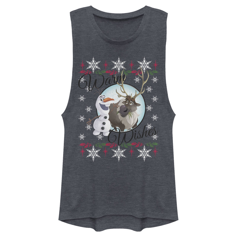Junior's Frozen Christmas Warm Wishes Festival Muscle Tee