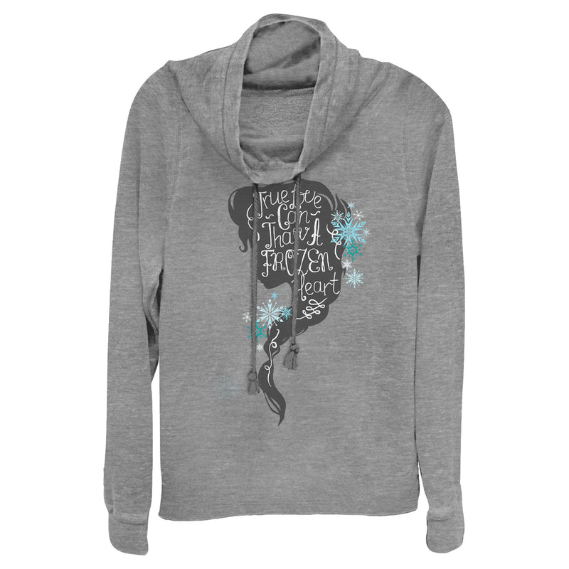 Junior's Frozen Love Thaws Heart Cowl Neck Sweatshirt