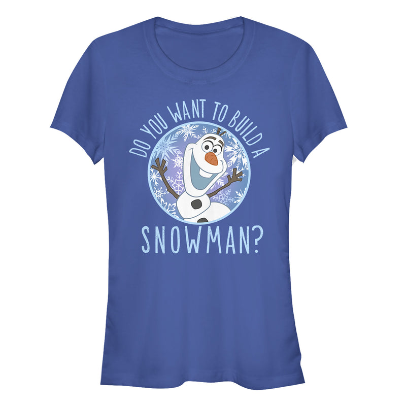 Junior's Frozen Olaf Build Snowman T-Shirt