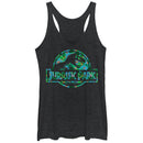 Women's Jurassic Park Floral T Rex Logo Racerback Tank Top