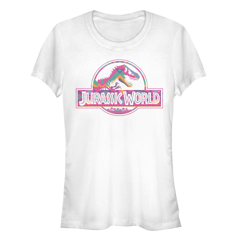 Junior's Jurassic World Desert Pattern Logo T-Shirt