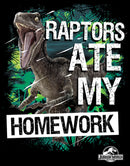Boy's Jurassic World Raptors Ate My Homework T-Shirt