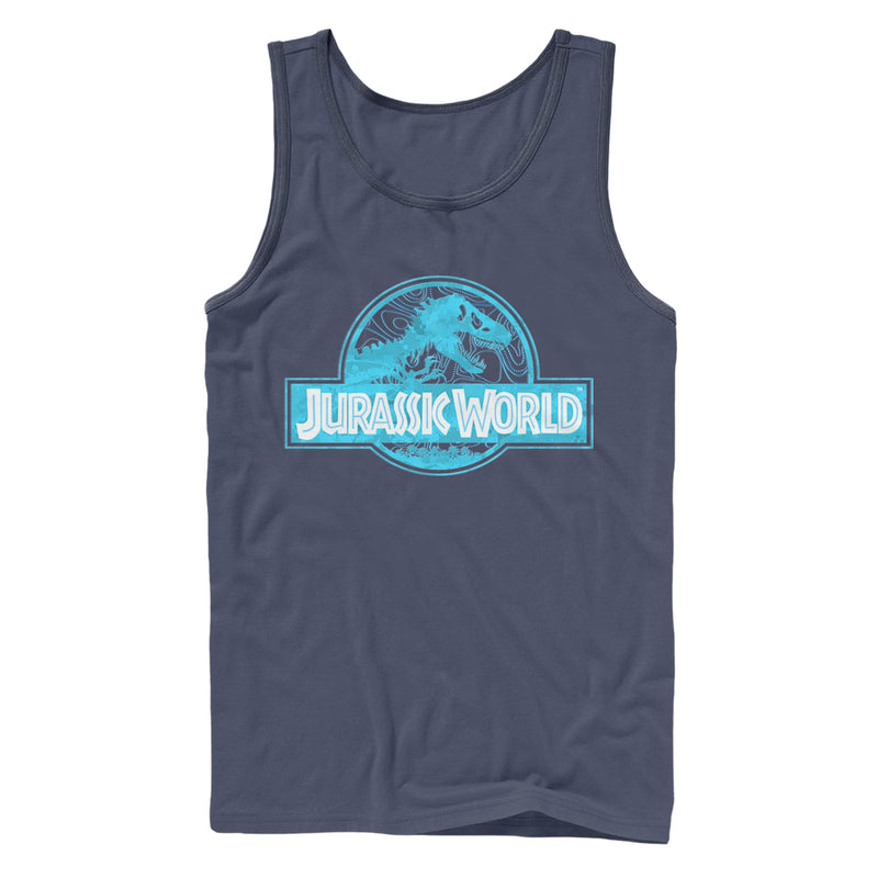 Men's Jurassic World T. Rex Topographic Logo Tank Top