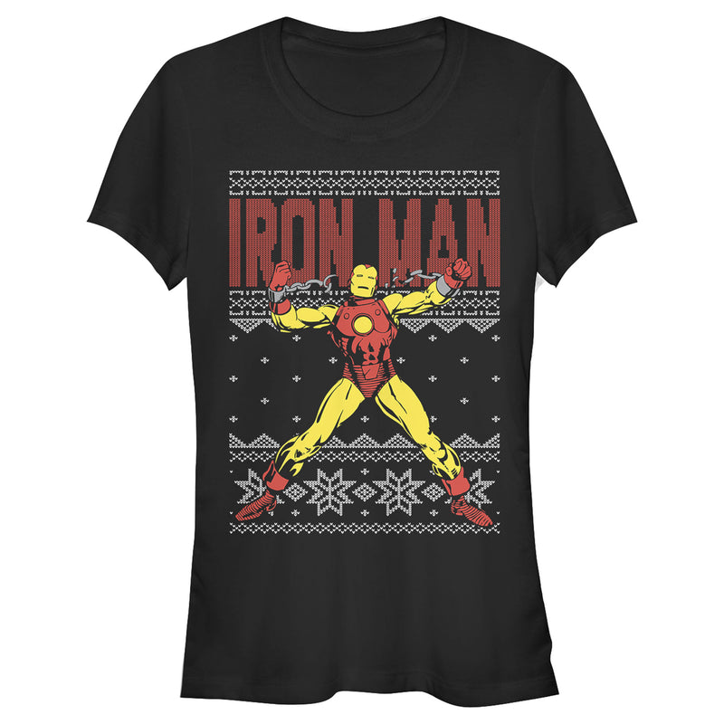 Junior's Marvel Ugly Christmas Iron Man T-Shirt