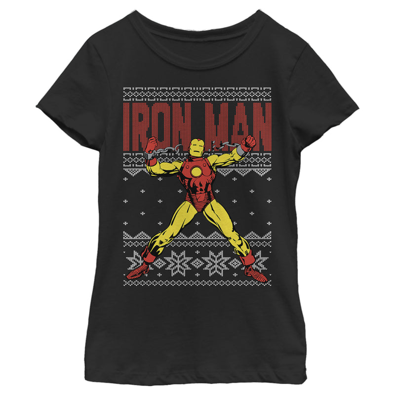 Girl's Marvel Ugly Christmas Iron Man T-Shirt