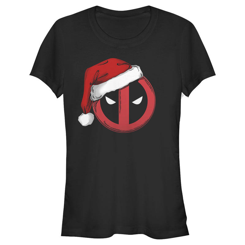 Junior's Marvel Christmas Deadpool Santa Hat T-Shirt