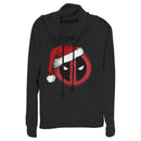 Junior's Marvel Christmas Deadpool Santa Hat Cowl Neck Sweatshirt