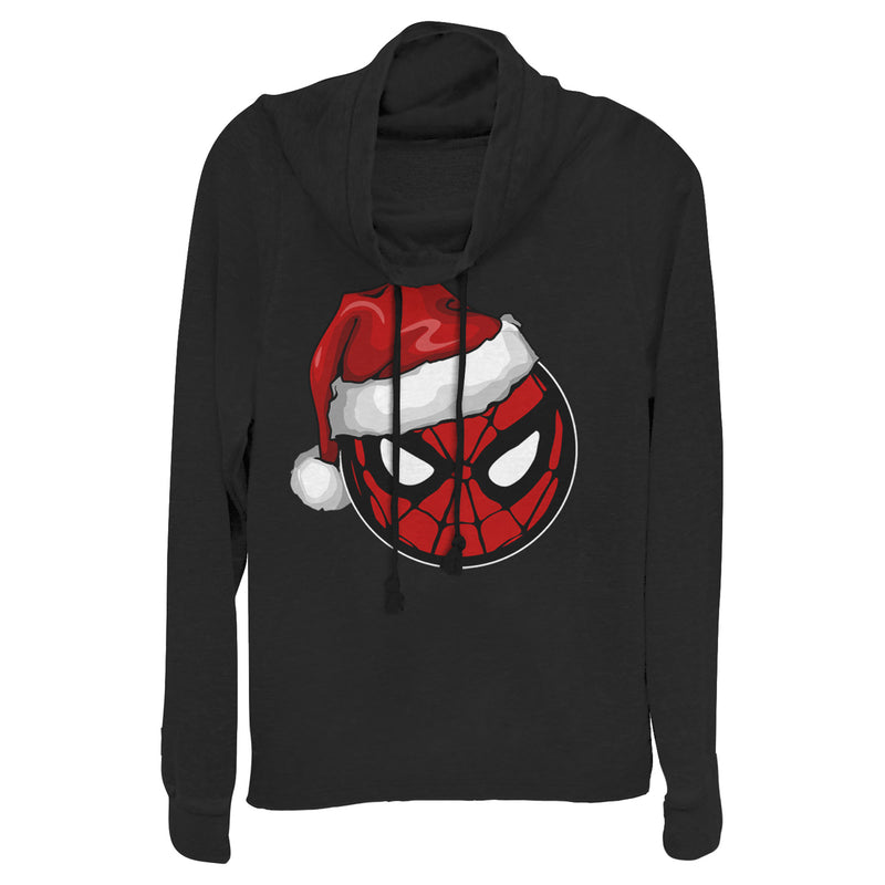 Junior's Marvel Christmas Spider-Man Santa Hat Cowl Neck Sweatshirt