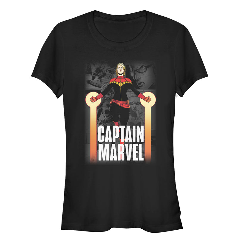 Junior's Marvel Captain Marvel In Flight T-Shirt