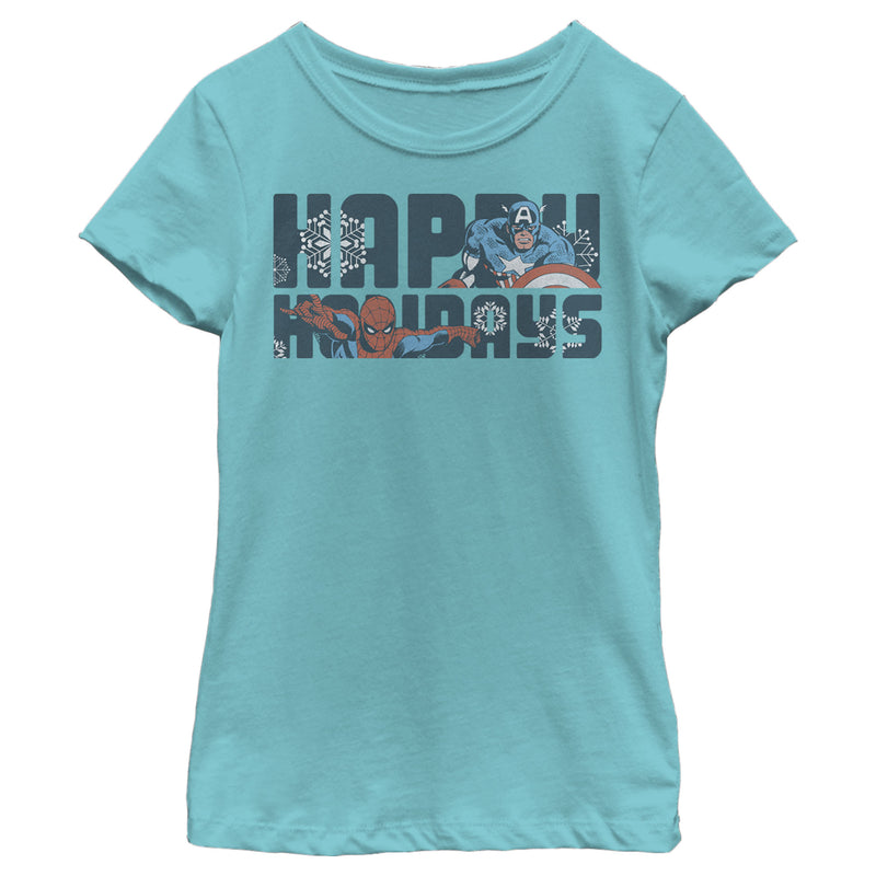 Girl's Marvel Happy Holiday Heroes T-Shirt