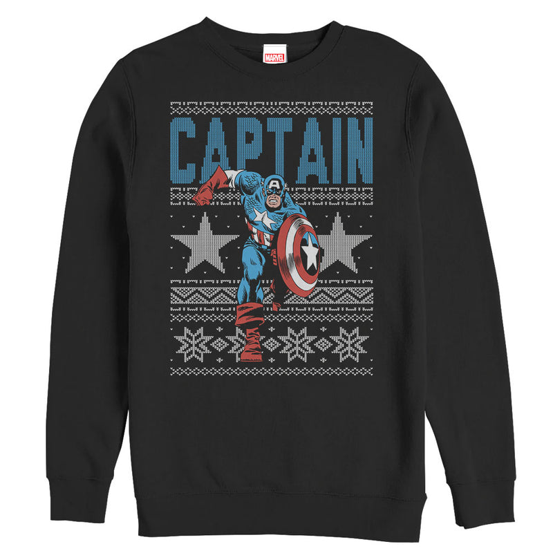 Men's Marvel Ugly Christmas Captain America Star Sweatshirt