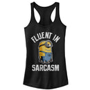 Junior's Despicable Me Minion Fluent in Sarcasm Racerback Tank Top