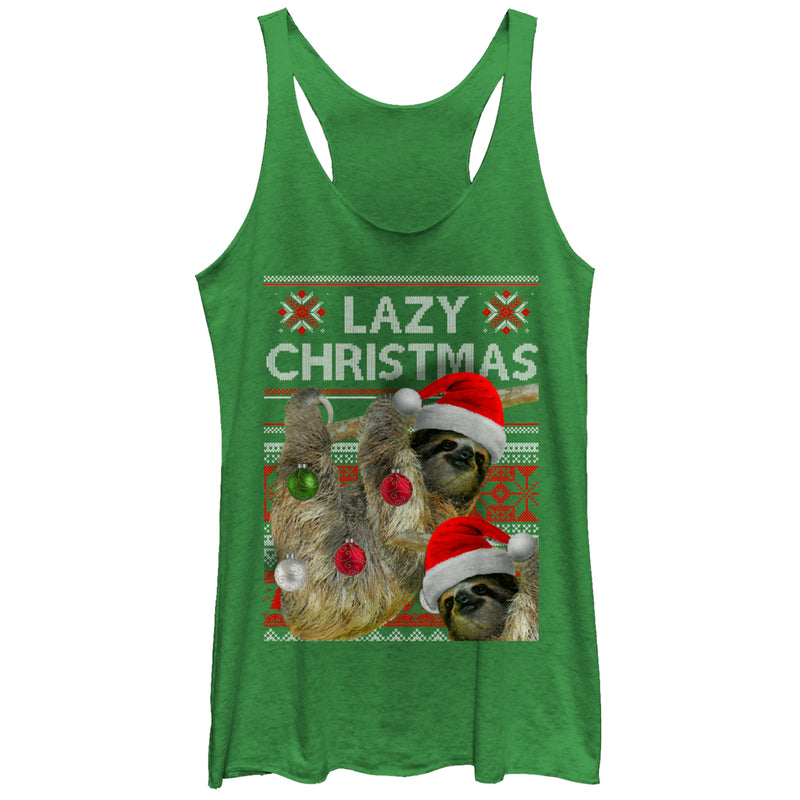 Women's Lost Gods Ugly Christmas Lazy Sloth Racerback Tank Top