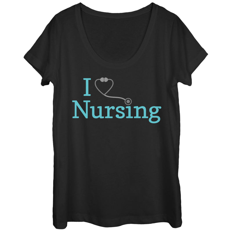 Women's CHIN UP I Love Nursing Stethoscope Scoop Neck