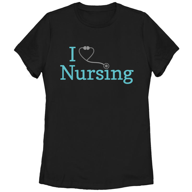 Women's CHIN UP I Love Nursing Stethoscope T-Shirt