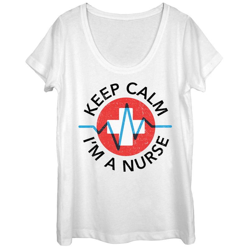 Women's CHIN UP Keep Calm I'm a Nurse Scoop Neck