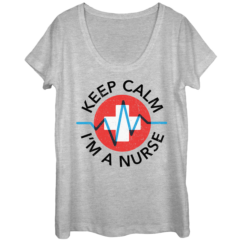 Women's CHIN UP Keep Calm I'm a Nurse Scoop Neck