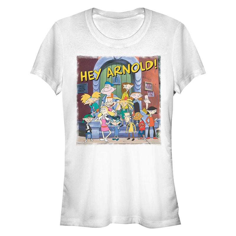 Junior's Hey Arnold! Characters on the Stoop T-Shirt