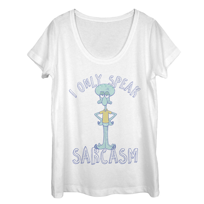Women's SpongeBob SquarePants Squidward Speaks Sarcasm Scoop Neck